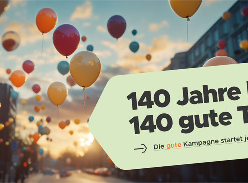 Kampagnenmotiv 140 Jahre bbg. 140 gute Taten.